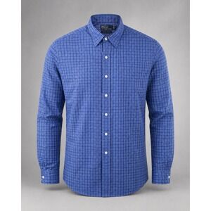 Polo Ralph Lauren Shirt Mens L Classic Fit 100s Cotton Blue Plaid Button Up